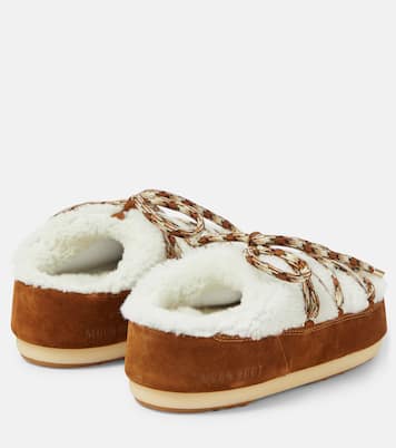 Suede-trimmed shearling mules  | Moon Boot