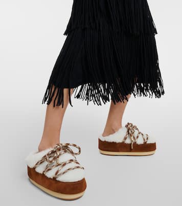 Suede-trimmed shearling mules  | Moon Boot