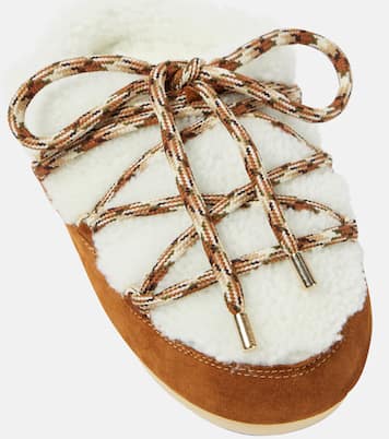 Suede-trimmed shearling mules  | Moon Boot