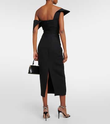 Abito midi asimmetrico in lana e seta | Roland Mouret