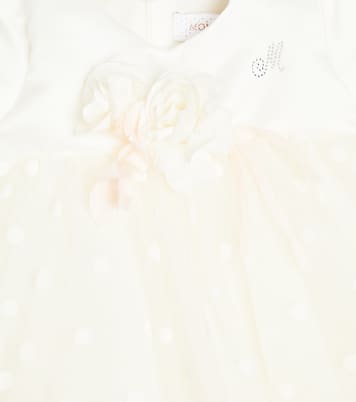 Baby floral-appliqué polka-dot dress | Monnalisa