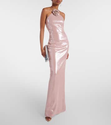 Robe longue Paige à sequins et à fleurs | Rebecca Vallance