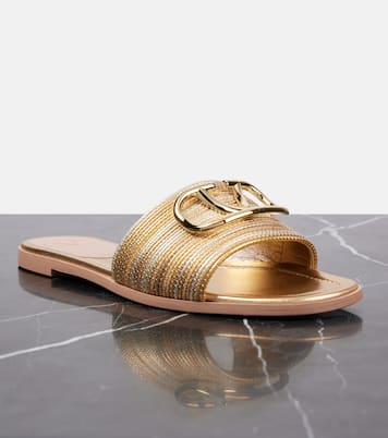 VLogo Signature metallic leather sandals | Valentino Garavani
