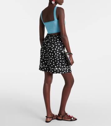 Lace-trimmed silk crop top | Dolce&Gabbana