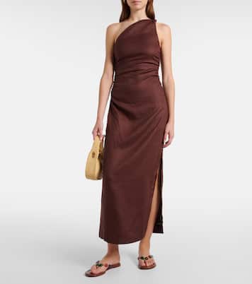 Jomana one-shoulder linen midi dress | Faithfull