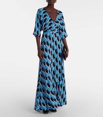 Abito lungo Eloise in crêpe con stampa | Diane von Furstenberg