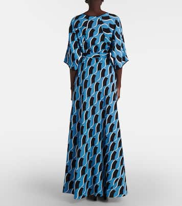 Abito lungo Eloise in crêpe con stampa | Diane von Furstenberg