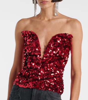 Top bustier à sequins | Self-Portrait