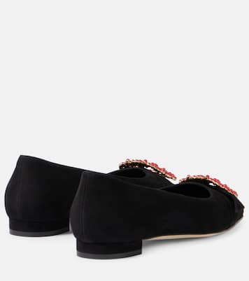 Ballerine Gilfa in suede con cristalli | Manolo Blahnik