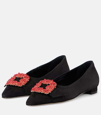 Ballerine Gilfa in suede con cristalli | Manolo Blahnik