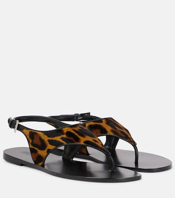 Amalfi leopard-print calf hair thong sandals | Paris Texas
