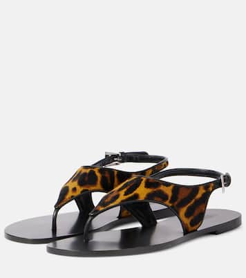 Amalfi leopard-print calf hair thong sandals | Paris Texas