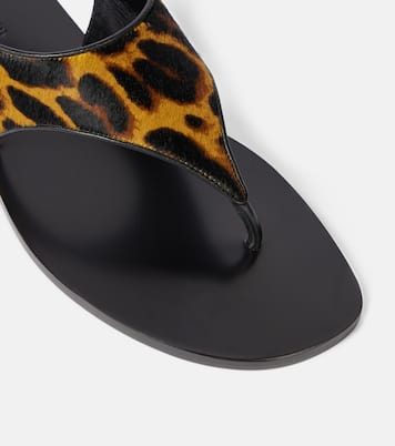 Amalfi leopard-print calf hair thong sandals | Paris Texas