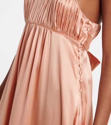 Abito midi in raso di seta con ruches | Chloé