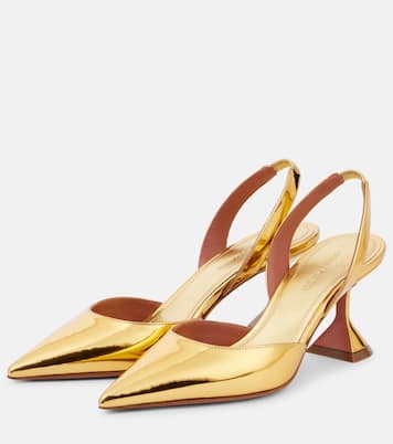 Slingback-Pumps Holli 70 aus Metallic-Leder | Amina Muaddi