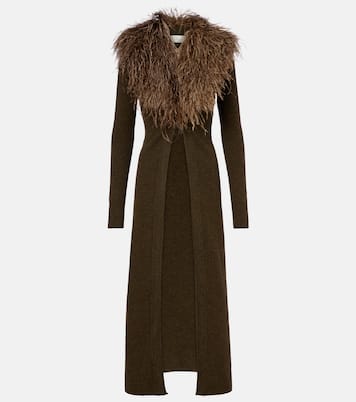 Feather-trimmed wool cardigan | Blumarine