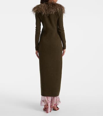 Feather-trimmed wool cardigan | Blumarine