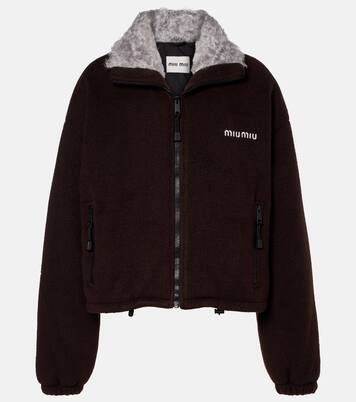 Logo gabardine bomber jacket | Miu Miu