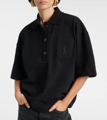 大廓形棉质刺绣Polo衫 | Saint Laurent