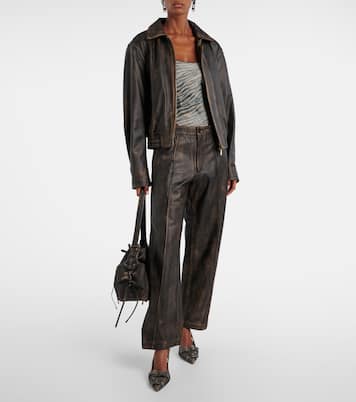 High-rise leather wide-leg pants | Jacques Wei