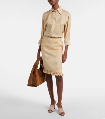 Midirock Interlocking G aus Seiden-Jacquard | Gucci