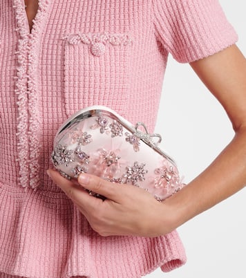 Clutch aus Satin mit Kristallen | Self-Portrait