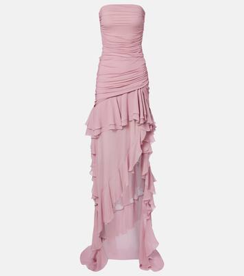 Asymmetric ruffled georgette gown | Blumarine