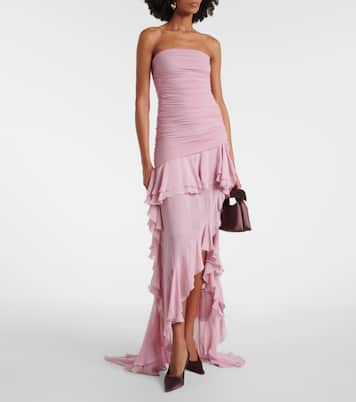 Asymmetric ruffled georgette gown | Blumarine