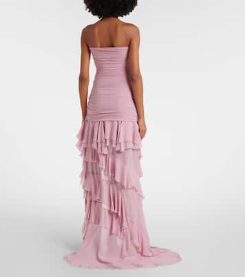 Asymmetric ruffled georgette gown | Blumarine