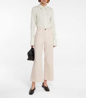 High-rise cotton bootcut pants | Jil Sander
