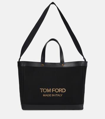 Shopper T Screw Medium in canvas e pelle | Tom Ford