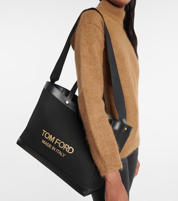 Shopper T Screw Medium in canvas e pelle | Tom Ford