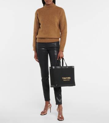 Shopper T Screw Medium in canvas e pelle | Tom Ford