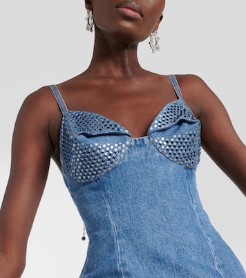 Crystal-embellished denim minidress | Area