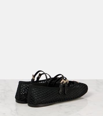 Ballerine in mesh con pelle e logo | Prada