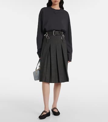 Ballerine in mesh con pelle e logo | Prada