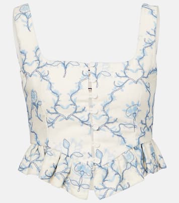 Eslabón Floritura printed linen crop top | Agua by Agua Bendita