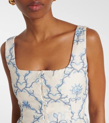 Eslabón Floritura printed linen crop top | Agua by Agua Bendita