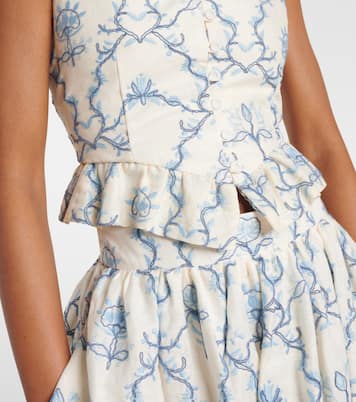 Eslabón Floritura printed linen crop top | Agua by Agua Bendita
