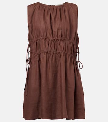 Gathered linen minidress | Asceno