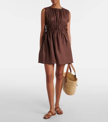 Gathered linen minidress | Asceno