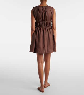 Gathered linen minidress | Asceno
