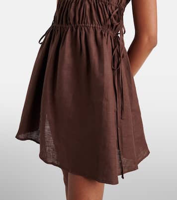 Gathered linen minidress | Asceno