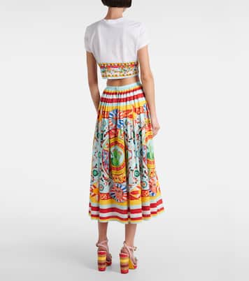 Camiseta cropped de algodón estampada | Dolce&Gabbana