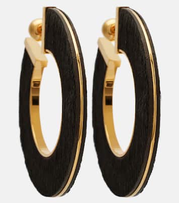 Blade Medium leather hoop earrings | Alaïa