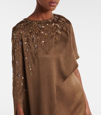 Vestido de fiesta drapeado con capa | Marmar Halim