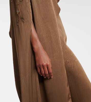 Vestido de fiesta drapeado con capa | Marmar Halim