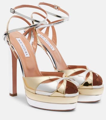 Moves 130 metallic leather sandals | Aquazzura