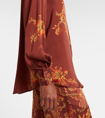 Seraphina printed silk satin shirt | Alémais