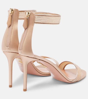 Sandalen Shimmer 85 aus Satin mit Kristallen | Aquazzura